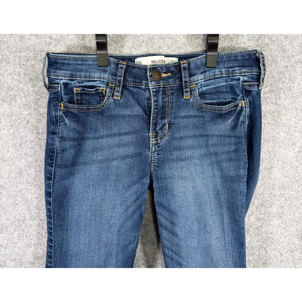 Hollister Super Skinny Jeans Women 0R W24 L31 Dark Wash Low Rise Stretch Denim - Picture 2 of 10